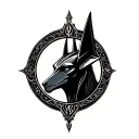 anubis round logo tattoo design idea