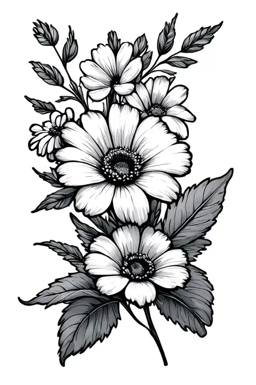 September and October birth flowers fine line simple tattoo design idea