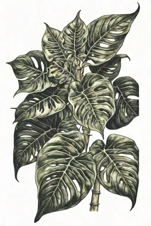 swiss cheese plant tattoo design idea