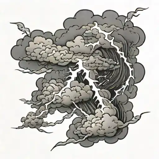 lightning and cloud tattoo design idea