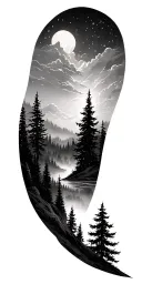 sky line and forest scene with a hidden tattoo design idea