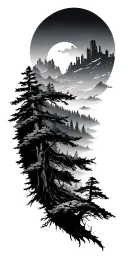 sky line and forest scene with a hidden tattoo design idea