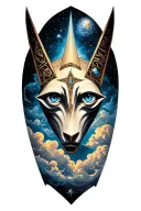 Space With Cosmic Clouds Anubis And all seeing eye Tattoo tattoo design idea