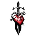 a heart pierced with a dagger, tattoo design idea
