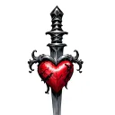 a heart pierced with a dagger, tattoo design idea