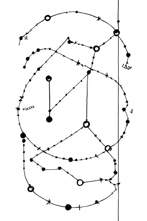 show me aesthetically connected tattoo of family members zodiac constellations: pisces, libra, libra, sagittarius, leo tattoo design idea