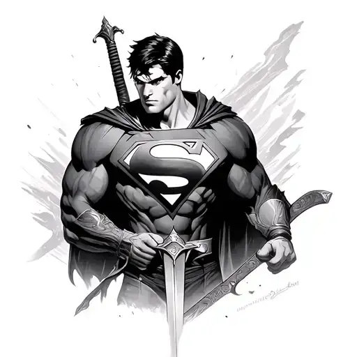Superman and sword tattoo design idea