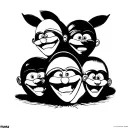 Create an image that has 3 Marvin the Martian faces from looneytunes in the looney tunes cartoon style stacked on top of tattoo design idea