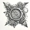 Draw a tattoo sketch in the form of puzzles, and in puzzles the theme of time, weight, code tattoo design idea