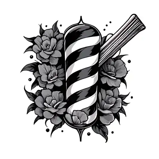 barber pole tattoo design idea