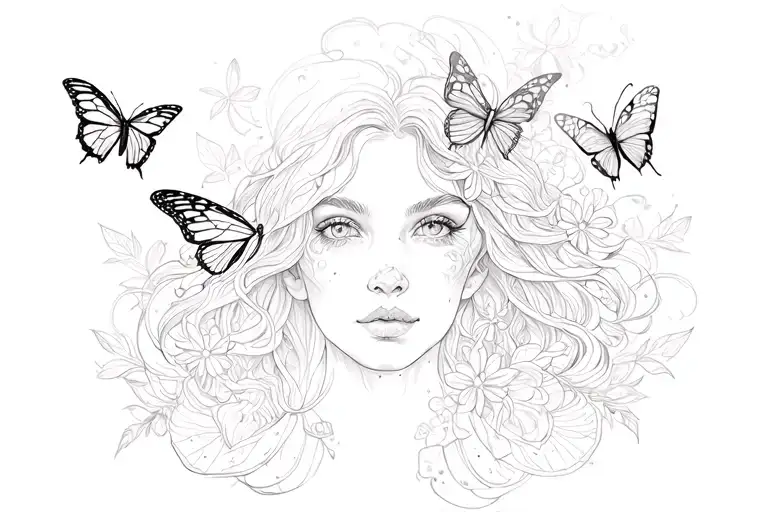 empath tatoo with butterflies surrounding tattoo design idea