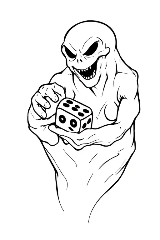 oogie boogie playing with dice tattoo design idea