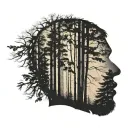 forensic psychology and photography, silhouettes in the forest  tattoo design idea