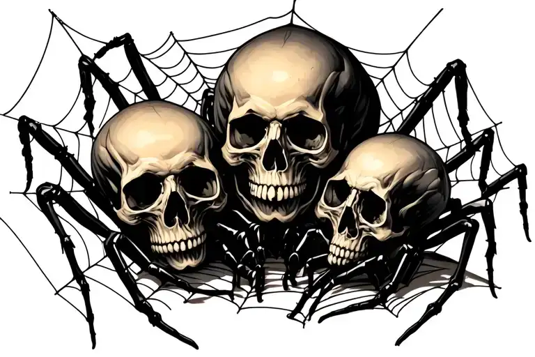 spider web's, spiders, and skulls leaning and forming tattoo design idea