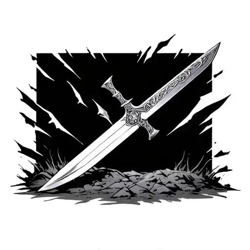 buster sword in the ground tattoo design idea