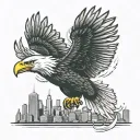 an eagle soaring over Chicago skyline tattoo design idea