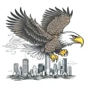 an eagle soaring over Chicago skyline tattoo design idea