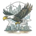 an eagle soaring over Chicago skyline tattoo design idea