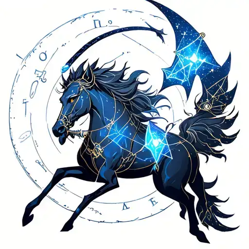 Constellation Sagittarius Zeus Perseverance and Dofus Julith tattoo design idea