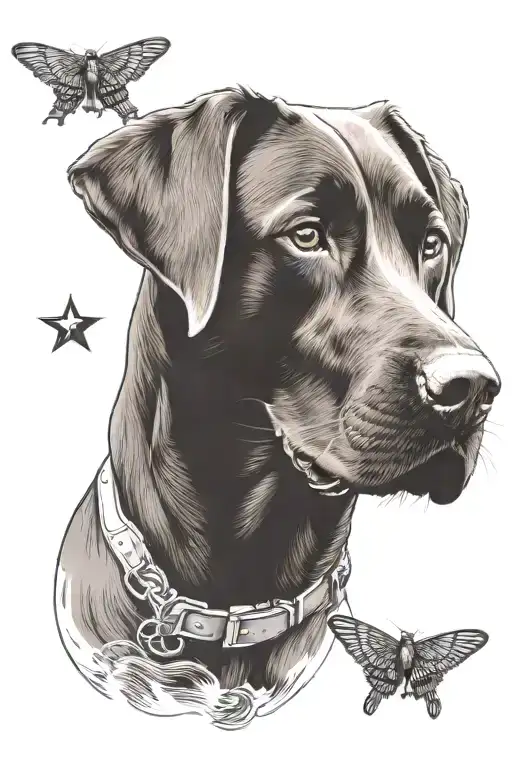 chocolate lab space tattoo design idea