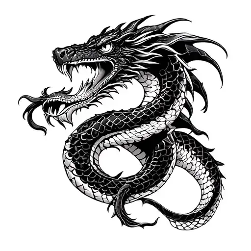 snake and dragon chest tattoo tattoo design idea