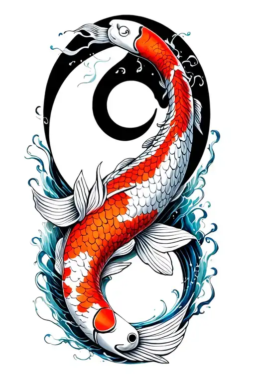 koi fish yin yang tattoo design idea