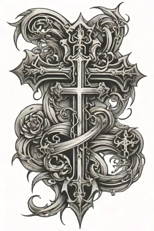 stick welding and cross tattoo design idea