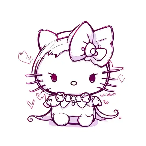 "My Angels and demons" angle hello kitty and devil kuromi  tattoo design idea
