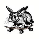 rabbit riding a a skate board design tattoo design idea