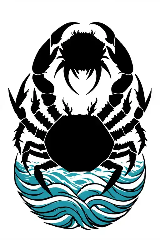 cancer crab astrology symbols water waves gothic inspired tattoo aggressive gaelic tattoo design idea