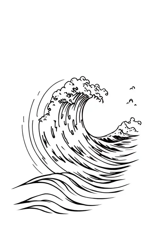 tsunami vessel ocean wave crashing tattoo design idea