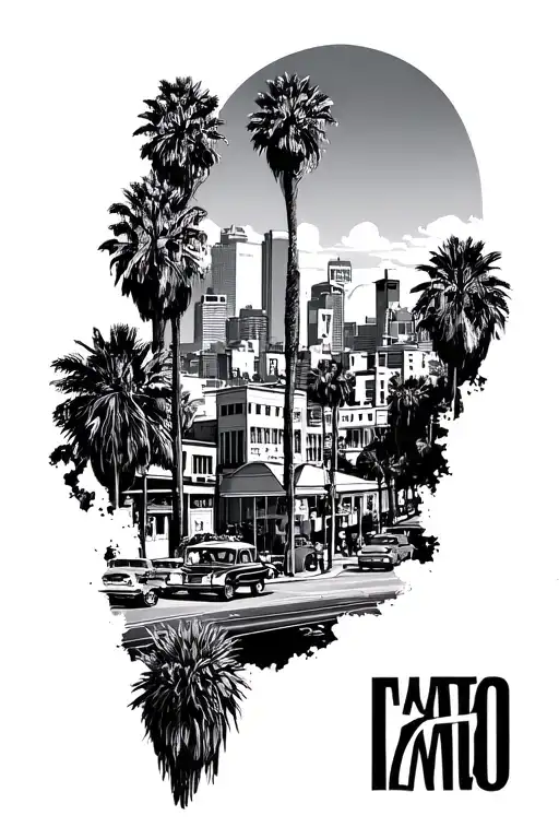 California city view tattoo design idea