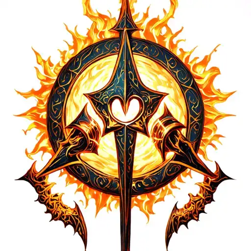 warlock symbol incorporating elements tattoo design idea