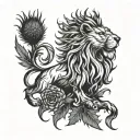 Combine a rampant lion and a Scottish thistle in a unique way tattoo design idea