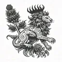 Combine a rampant lion and a Scottish thistle in a unique way tattoo design idea