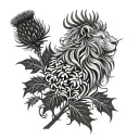 Combine a rampant lion and a Scottish thistle in a unique way tattoo design idea