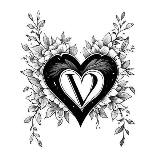 Heart Initials tattoo design idea