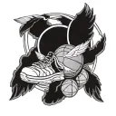 A basketball with wings and a halo, symbolizing the client's love for the sport and the memory of their grandma watching over them tattoo design idea