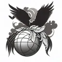 A basketball with wings and a halo, symbolizing the client's love for the sport and the memory of their grandma watching over them tattoo design idea