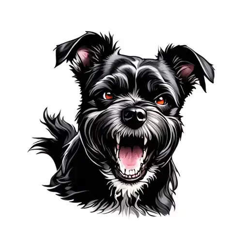 angry black dog tattoo design idea