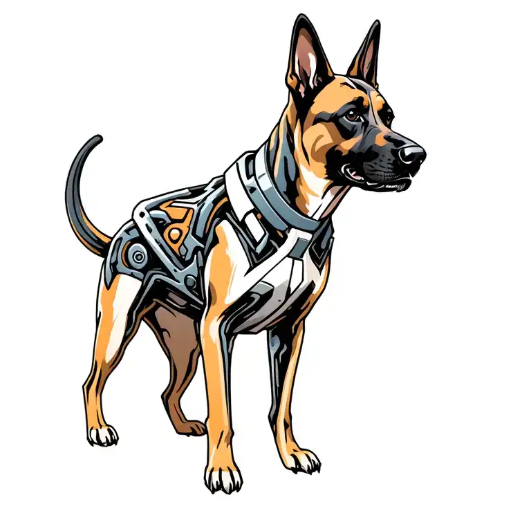 biomechanical Belgian malinois tattoo design idea