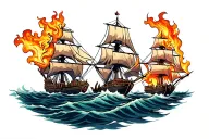 Burning Ships tattoo design idea
