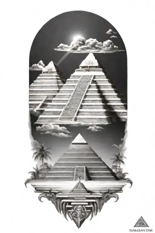 Aztec pyramid tattoo design idea