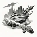 speed boat tattoo design idea
