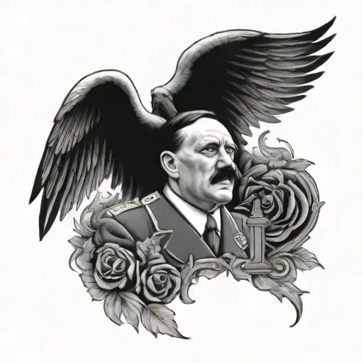 hitler with angel wings tattoo design idea