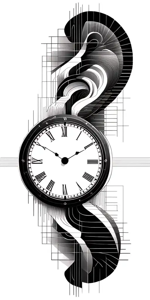 clock with reticle tattoo design idea