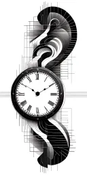 clock with reticle tattoo design idea