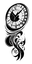 clock with reticle tattoo design idea