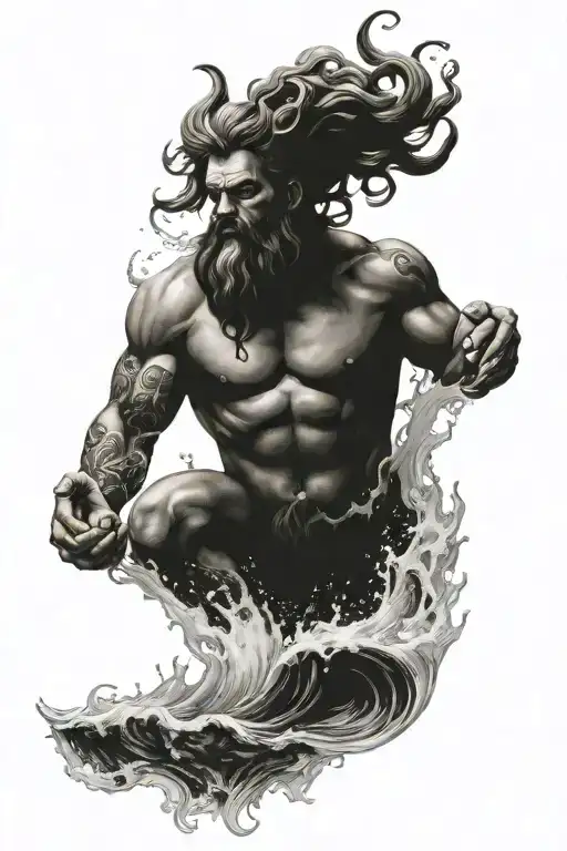 poseidon god tattoo design idea