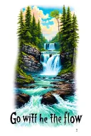 "Go with the flow" raging river with waterfall tattoo design idea